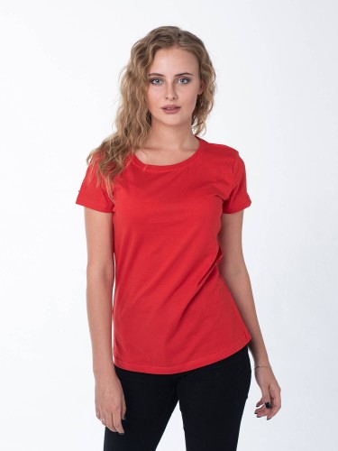 Красная женская футболка с лайкрой