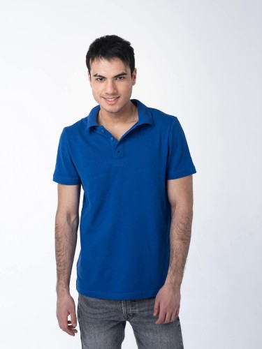 Синяя рубашка ПОЛО с эластаном мужская оптом - Синяя рубашка ПОЛО с эластаном мужская оптом