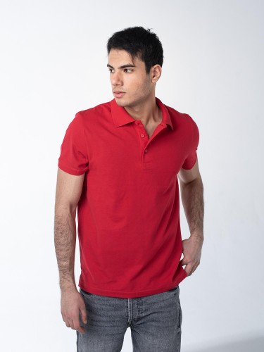Красная рубашка ПОЛО с эластаном мужская