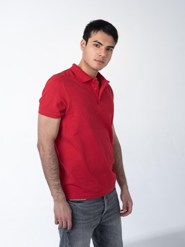 Красная рубашка ПОЛО с эластаном мужская оптом - Красная рубашка ПОЛО с эластаном мужская оптом
