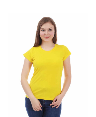 Жёлтая женская футболка с лайкрой