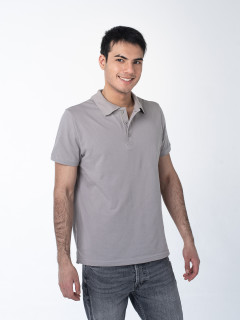 Мужская рубашка ПОЛО с эластаном серый меланж